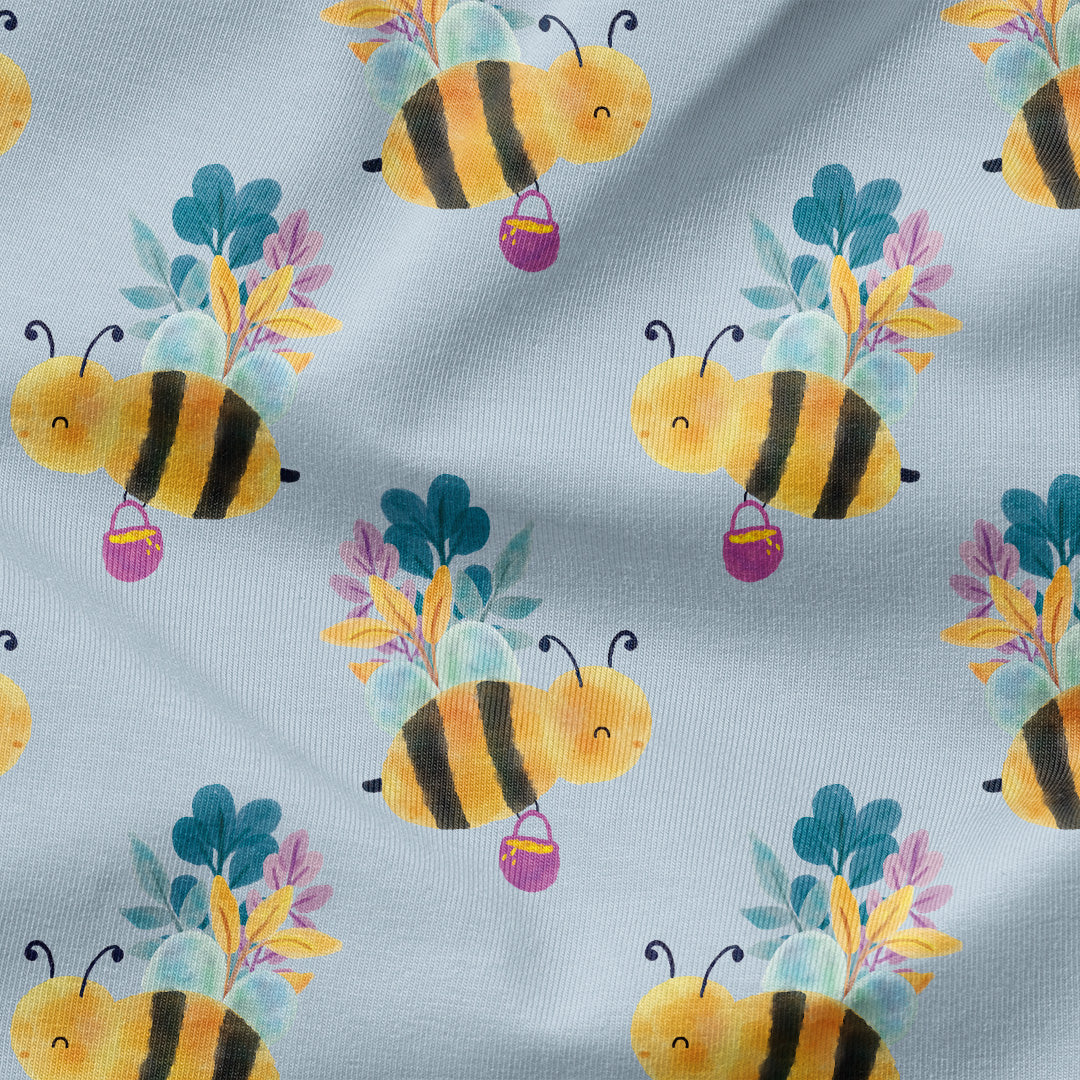 Busy Bee Blue Fabric
