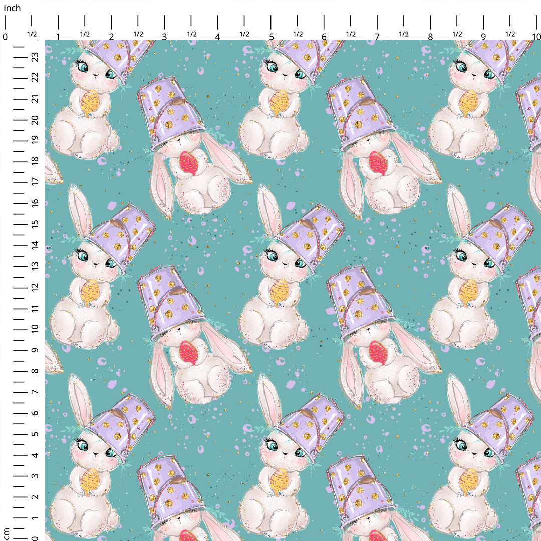 Easter Bunny Teal Fabric