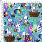 Eggcelent Easter Fun Blue Fabric