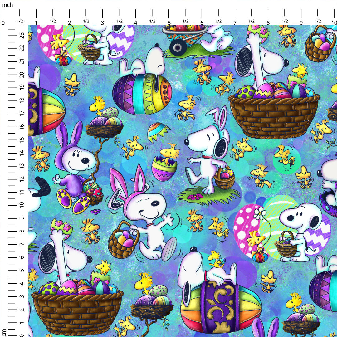 Eggcelent Easter Fun Blue Fabric