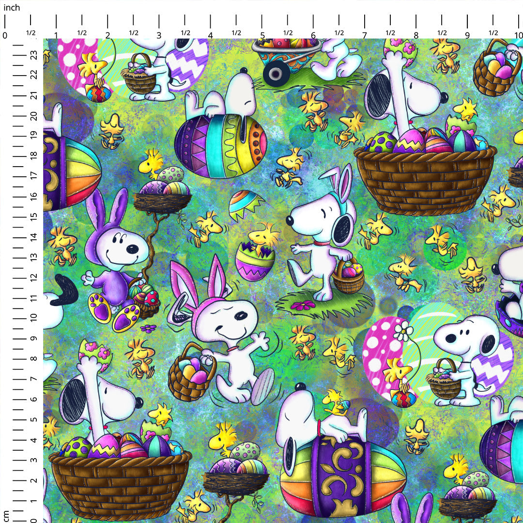 Eggcelent Easter Fun Green Fabric