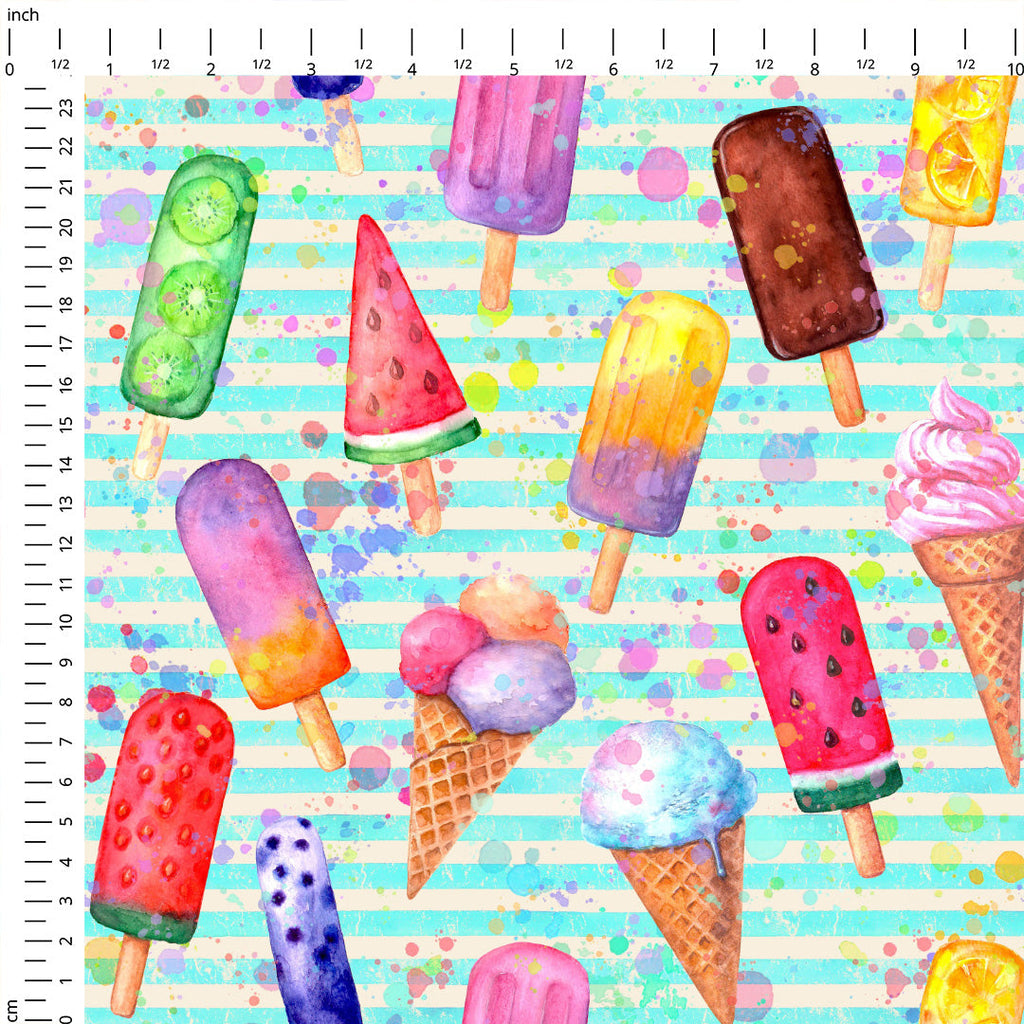 Ice Cream Stripes Fabric