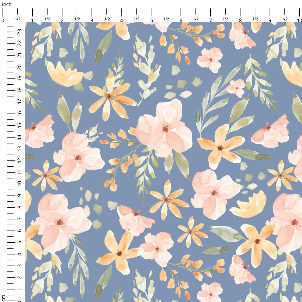 Spring Blooms Blue Fabric