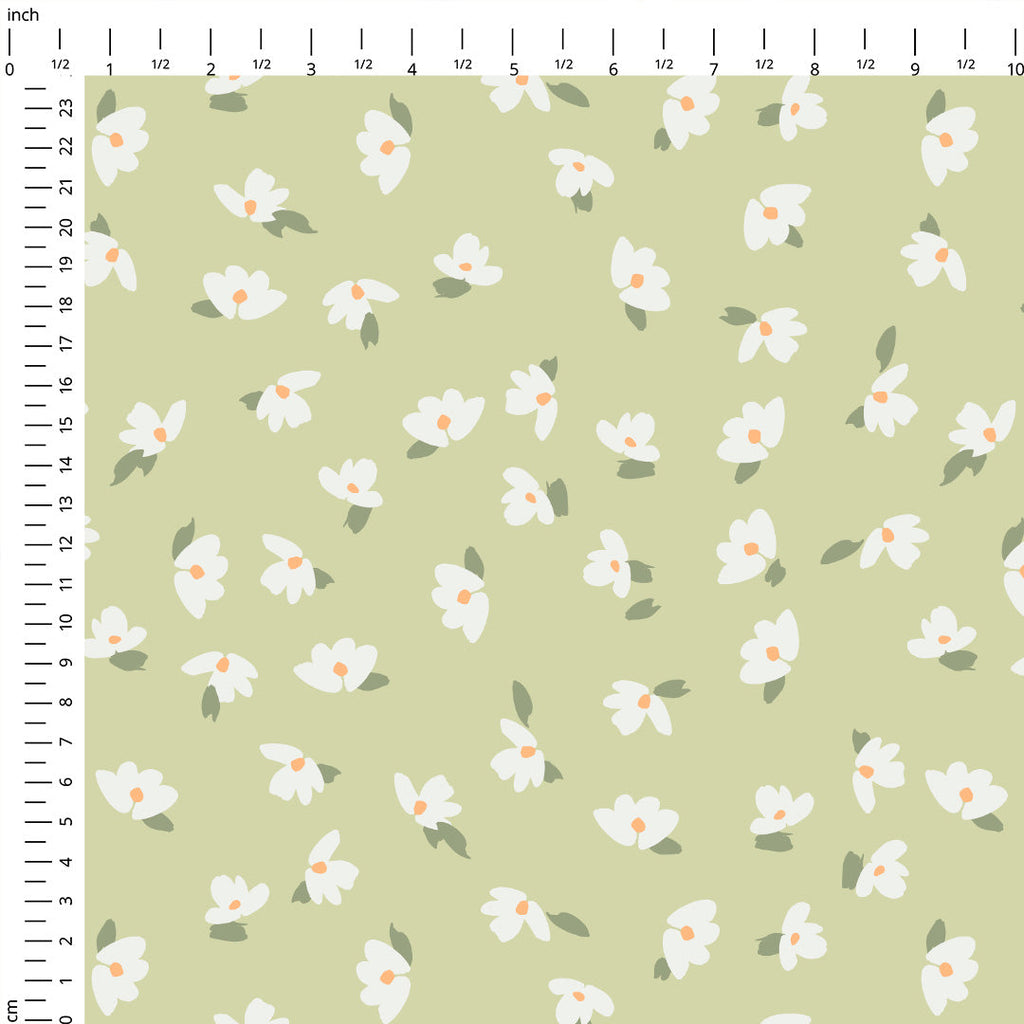 Ditsy Flowers Green Fabric