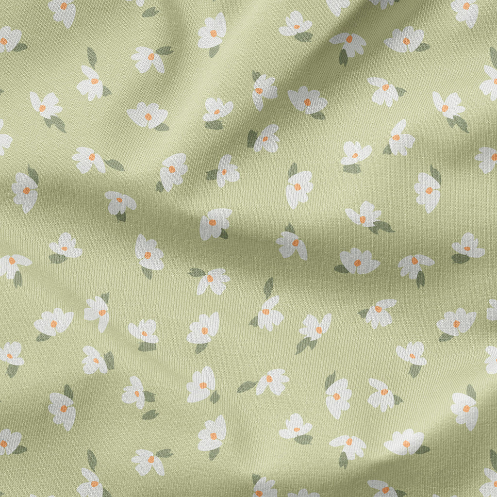 Ditsy Flowers Green Fabric