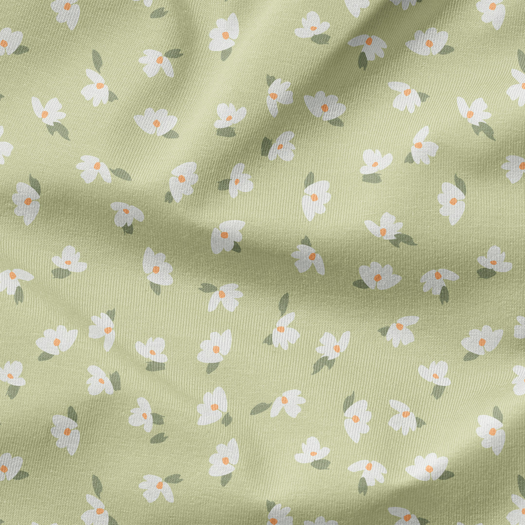 Ditsy Flowers Green Fabric