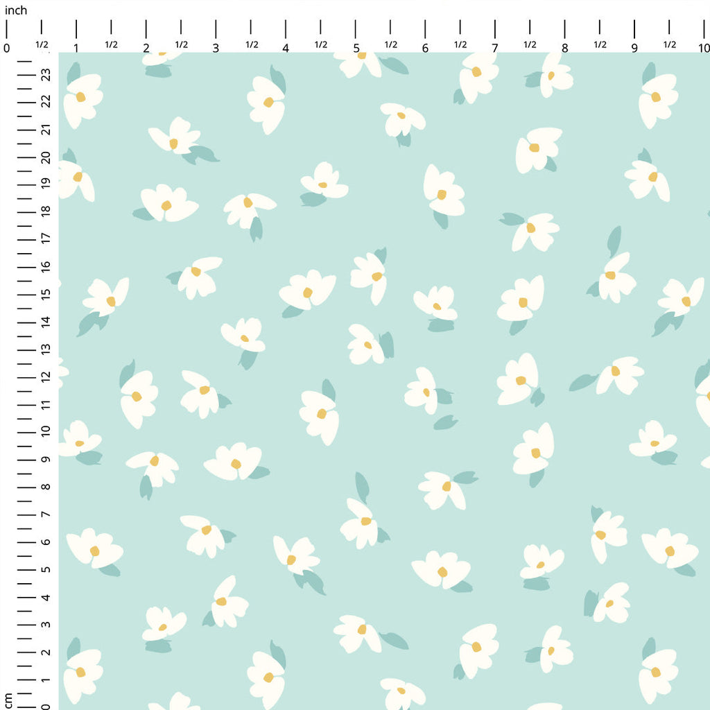 Ditsy Flowers Mint Fabric