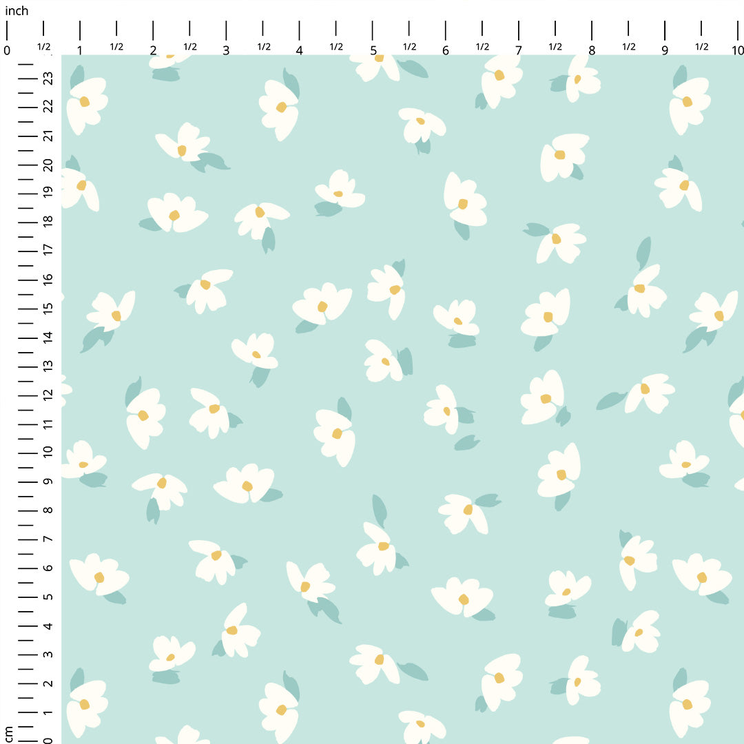 Ditsy Flowers Mint Fabric
