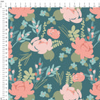 Easter Flowers Green Fabric