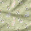 Floral Bunnies Green Fabric
