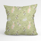 Floral Bunnies Green Fabric