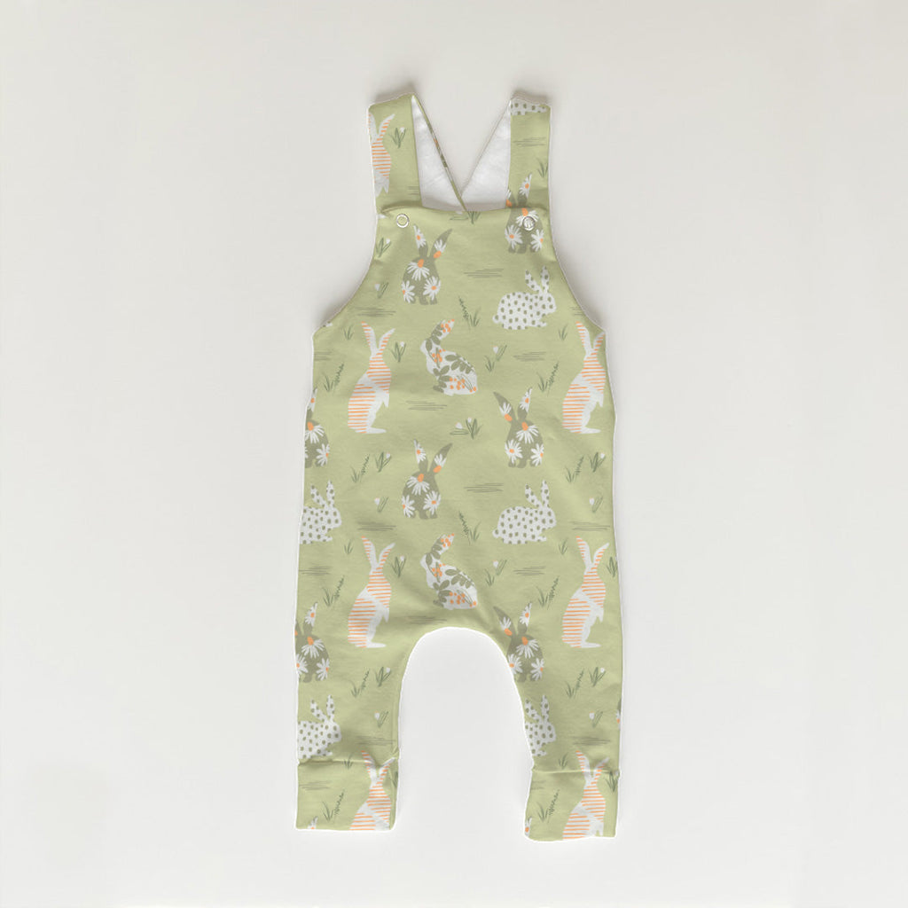 Floral Bunnies Green Fabric