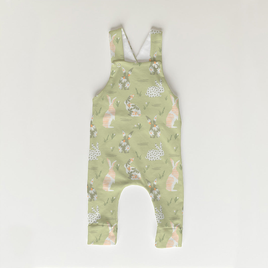 Floral Bunnies Green Fabric