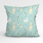 Floral Bunnies Mint Fabric