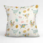 Floral Chickens Cream Fabric