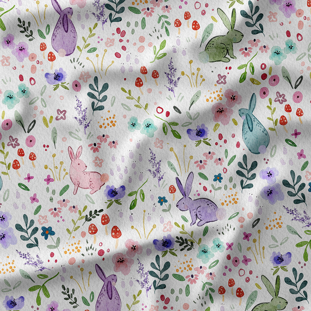Watercolour Spring Bunnies Fabric