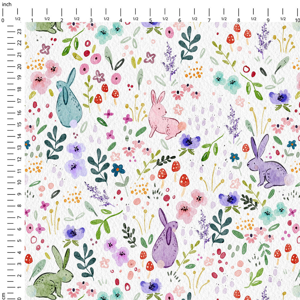 Watercolour Spring Bunnies Fabric