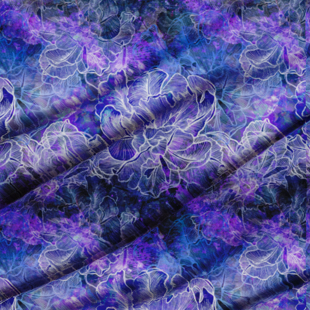 Abstract Flower Blue Fabric