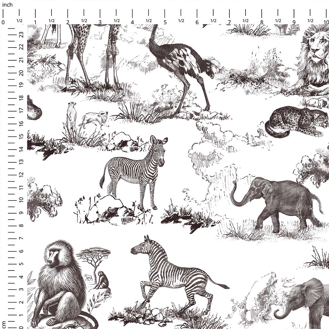 Africa Brown Toile De Jouy Fabric