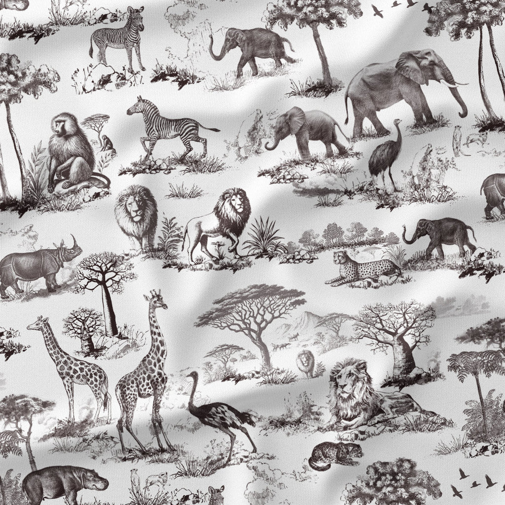 Africa Brown Toile De Jouy Fabric