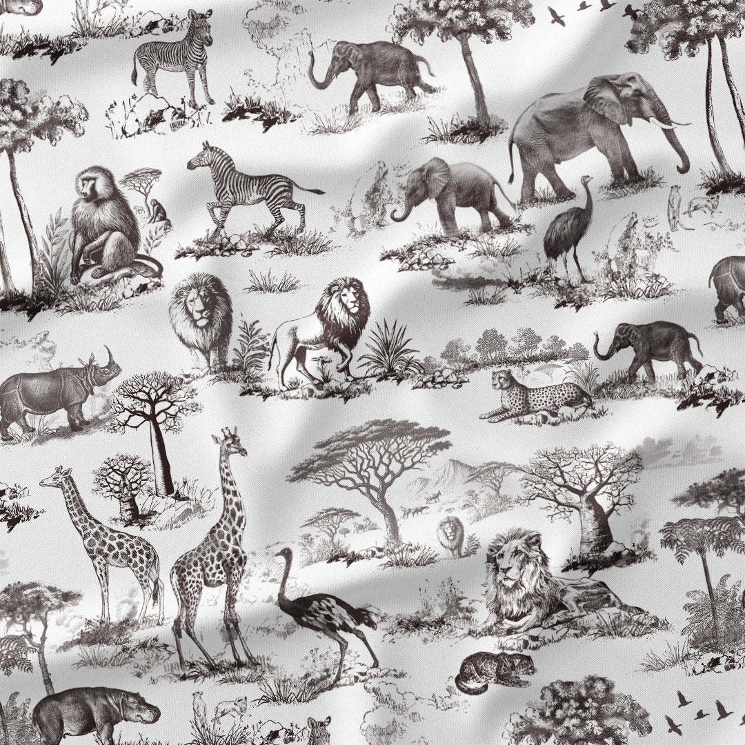 Africa Brown Toile De Jouy Fabric