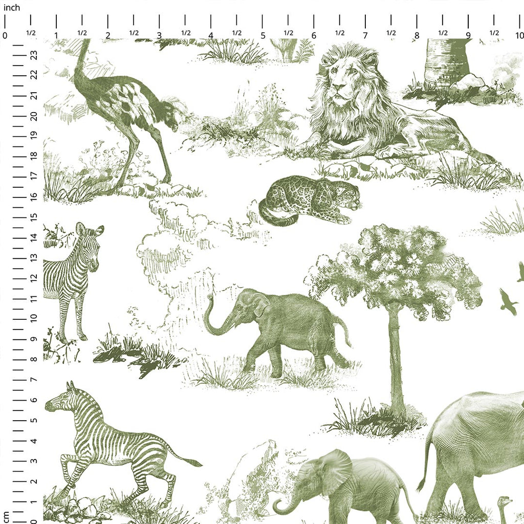 Africa Khaki Toile De Jouy Fabric