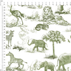 Africa Khaki Toile De Jouy Fabric
