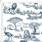 Africa Navy Toile De Jouy Fabric
