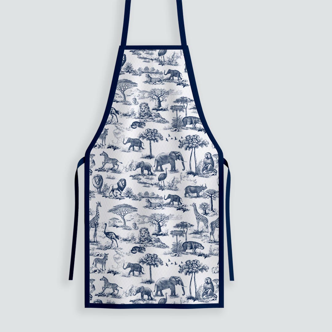Africa Navy Toile De Jouy Fabric
