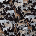 African Animals Black Fabric