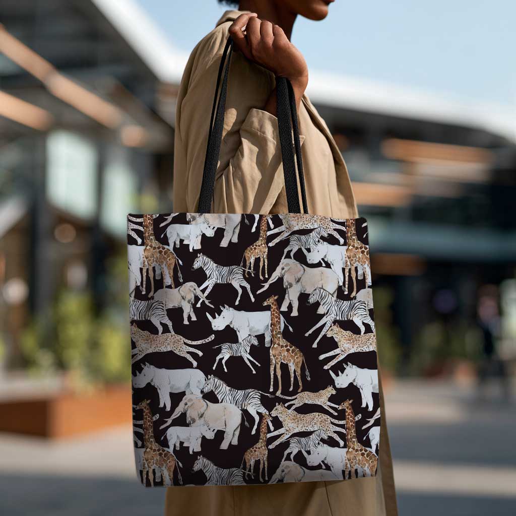 African Animals Black Fabric