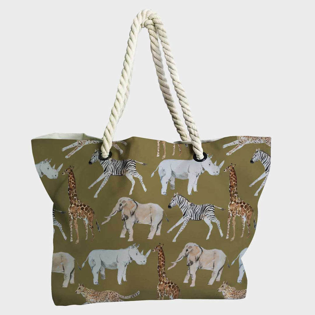 African Animals Brown Fabric