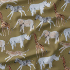 African Animals Brown Fabric