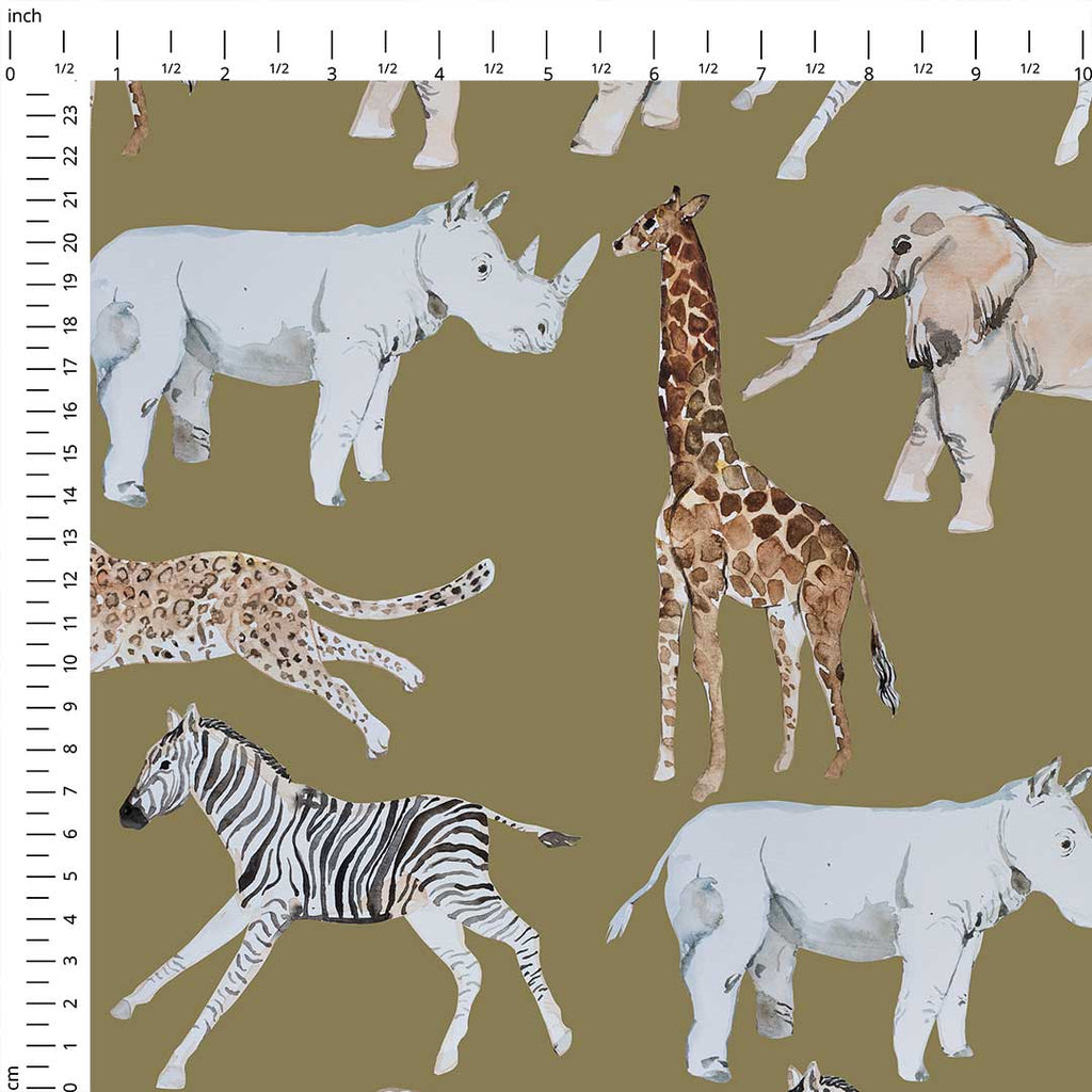 African Animals Brown Fabric