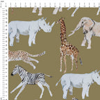 African Animals Brown Fabric