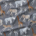 African Animals Dark Grey Fabric