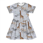 African Animals Light Grey Fabric