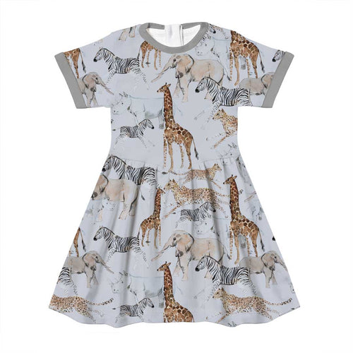 African Animals Light Grey Fabric