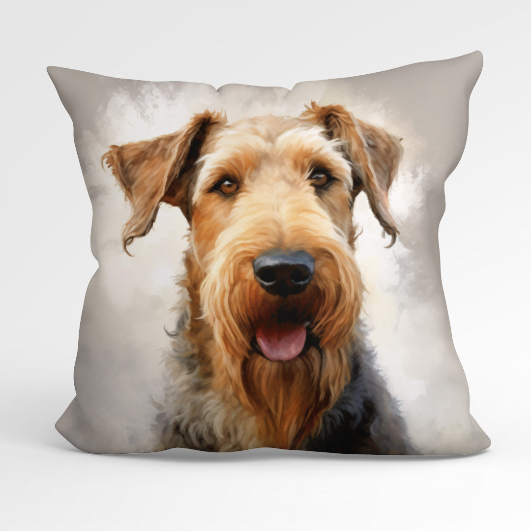 CUSHION Panel Airedale Terrier Dog CP-1134