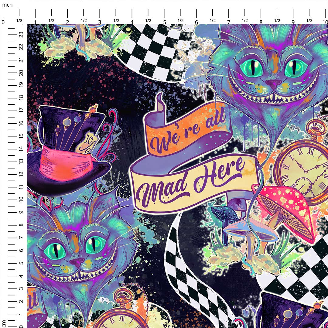 Alice in Wonderland - We Are All Mad Here - Fabric