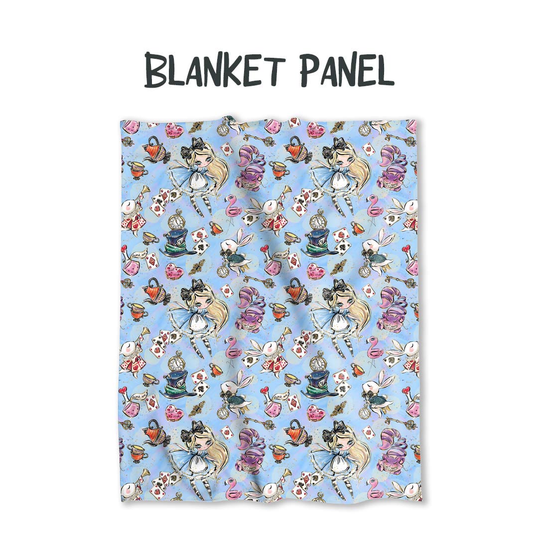 Alice In Wonderland Blue Fabric Blanket Panel BP-5