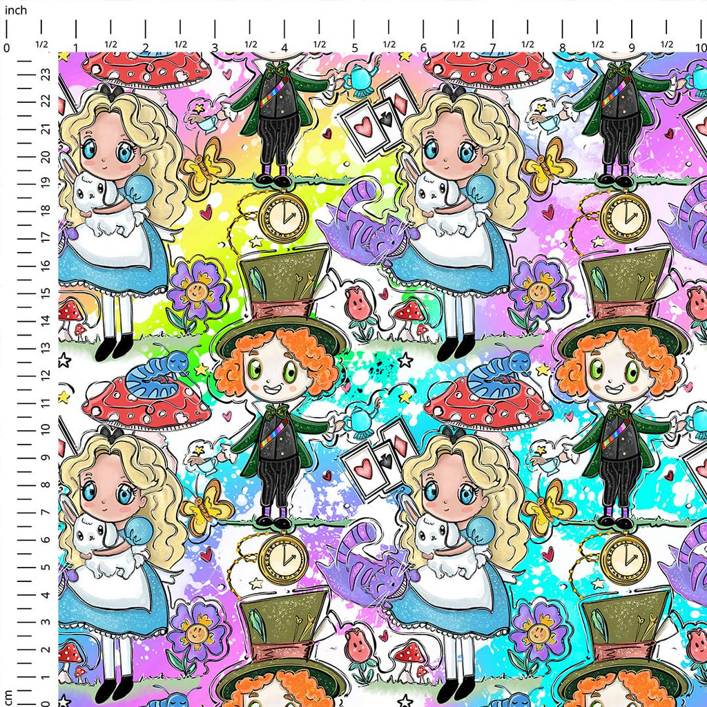Alice in Wonderland Kawaii Fabric