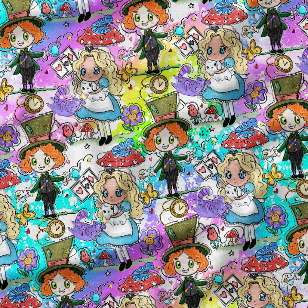 Alice in Wonderland Kawaii Fabric