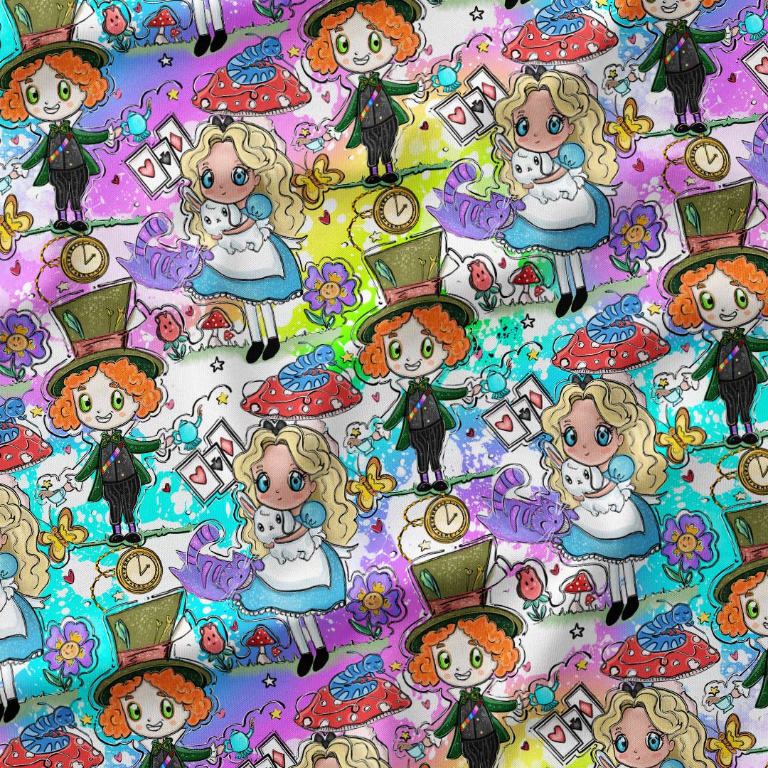 Alice in Wonderland Kawaii Fabric