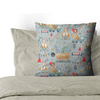 Animals Construction Site Grey Fabric