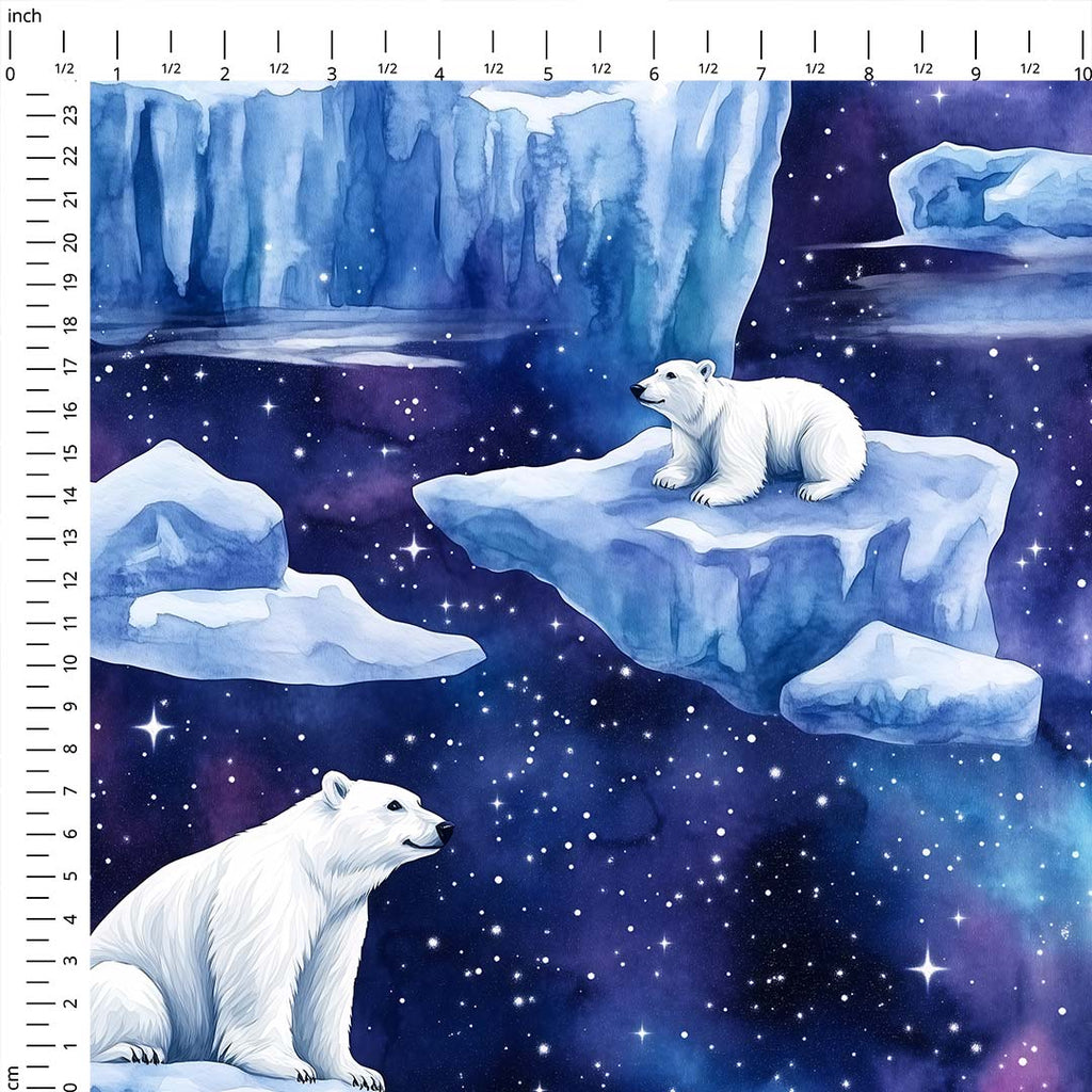 Arctic Night Polar Bears Fabric
