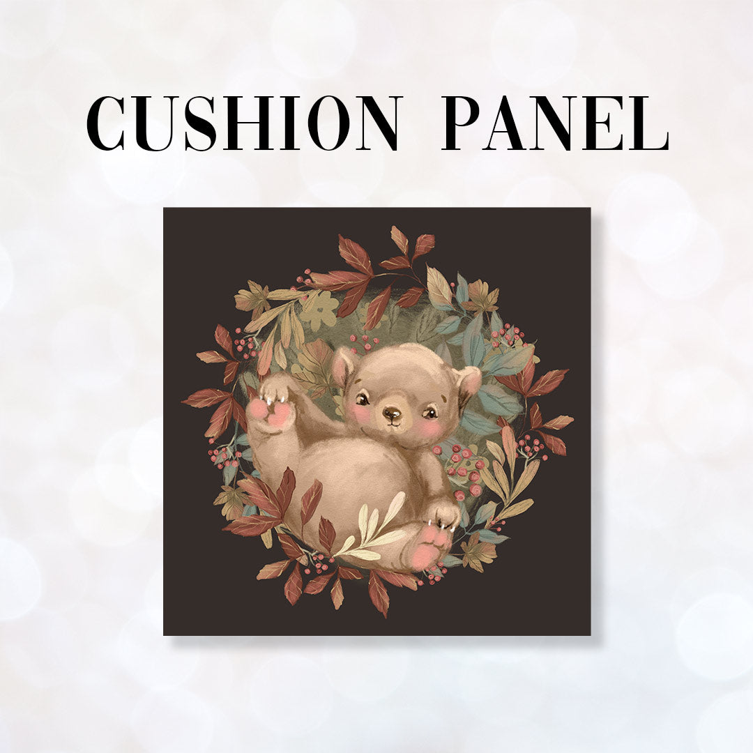 CUSHION Fabric Panel Autumn Bear Chocolate CP-1143