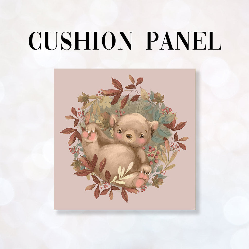 CUSHION Fabric Panel Autumn Bear Pink CP-1155