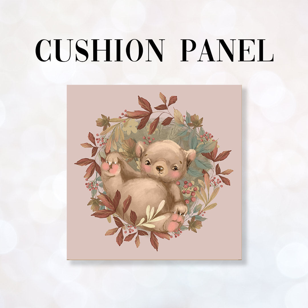 CUSHION Fabric Panel Autumn Bear Pink CP-1155