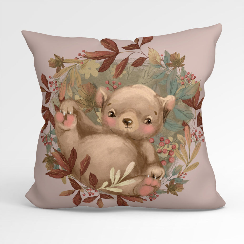 CUSHION Fabric Panel Autumn Bear Pink CP-1155
